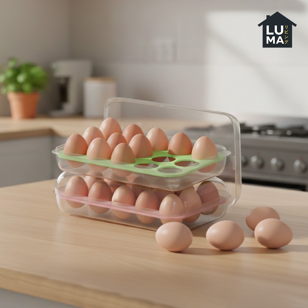 Jual Box Telur 15 Lubang Sekat Kotak Organizer Storage Kulkas Dapur ...