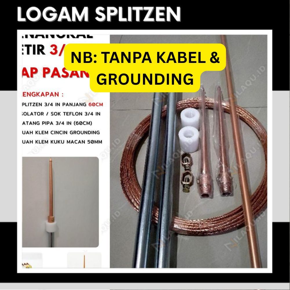 Jual Paket Lengkap Splitzen Anti Petir 2 Tombak Penangkal Petir 60 cm ...