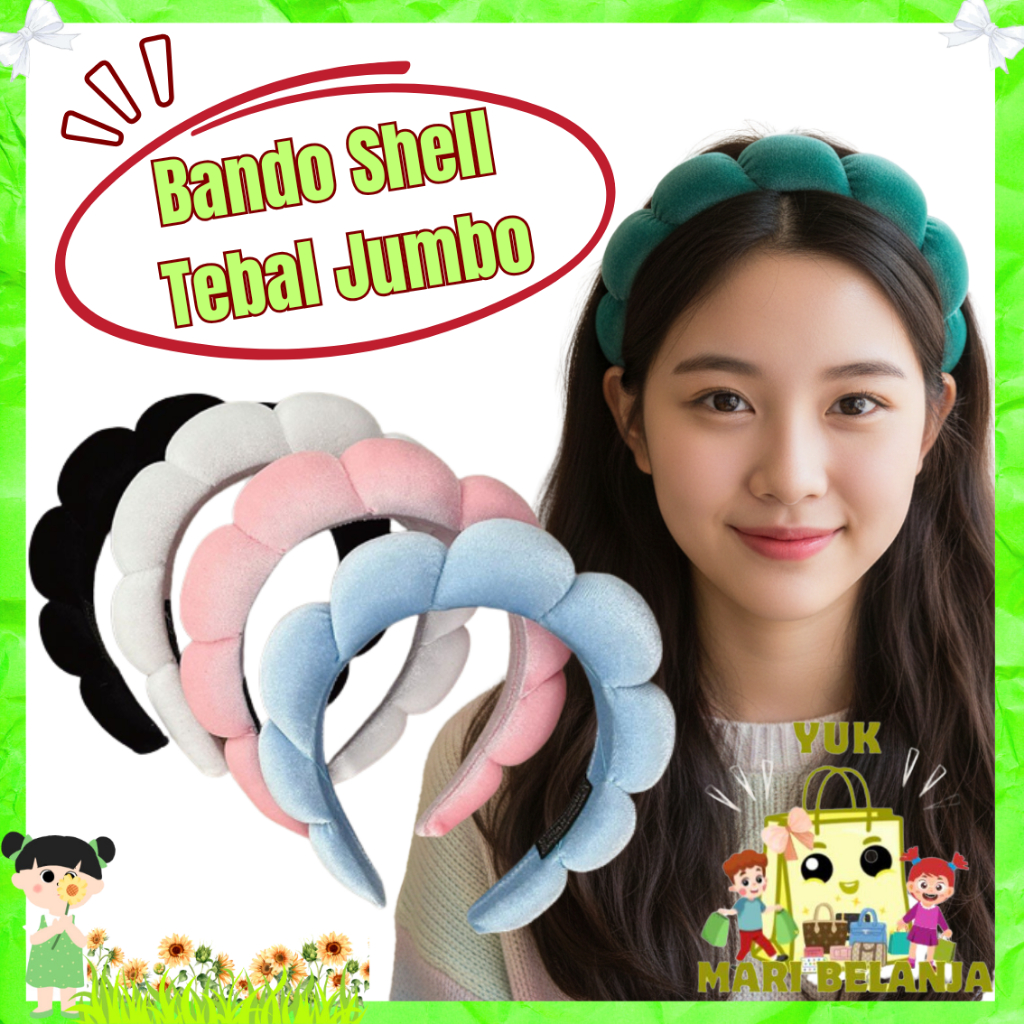 Jual YMB Bando Shell Tebal Jumbo Bandana Cloud Style Gaya Korea Fashion ...