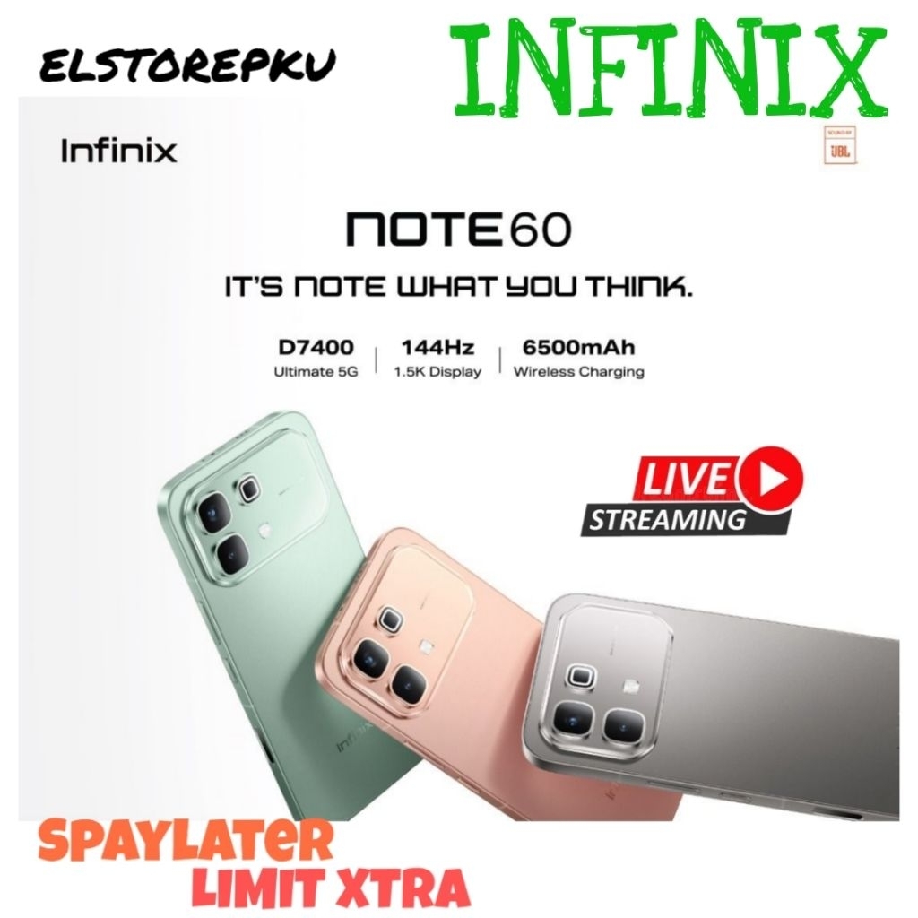 INFINIX Note 60 5G 8/256 NFC Dimensity 7400 Ultimate Amoled 1.5K Stereo Speaker JBL 45Watt 50MP OIS