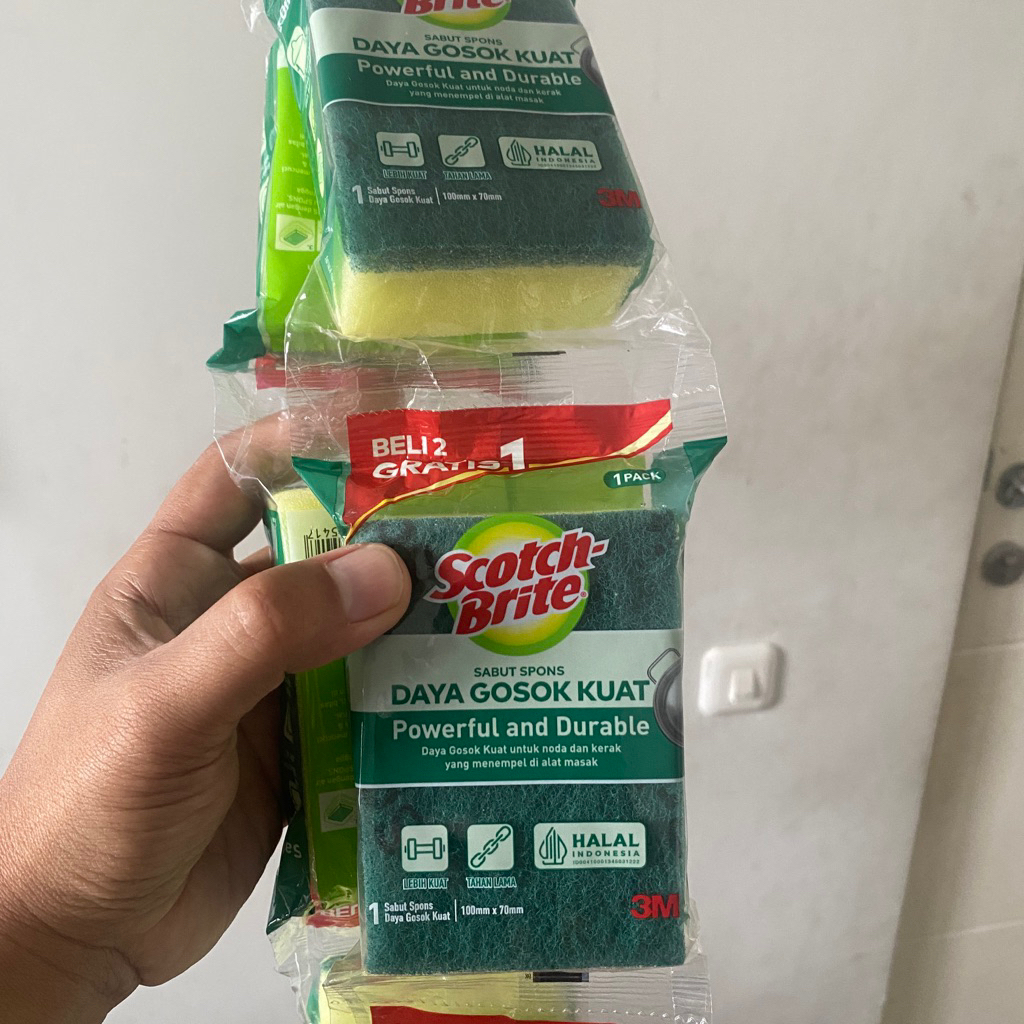 Jual ( 1 Renteng Isi 12 ) Sabut Spon Scotch-Brite 100mm x 70mm / Sabut ...