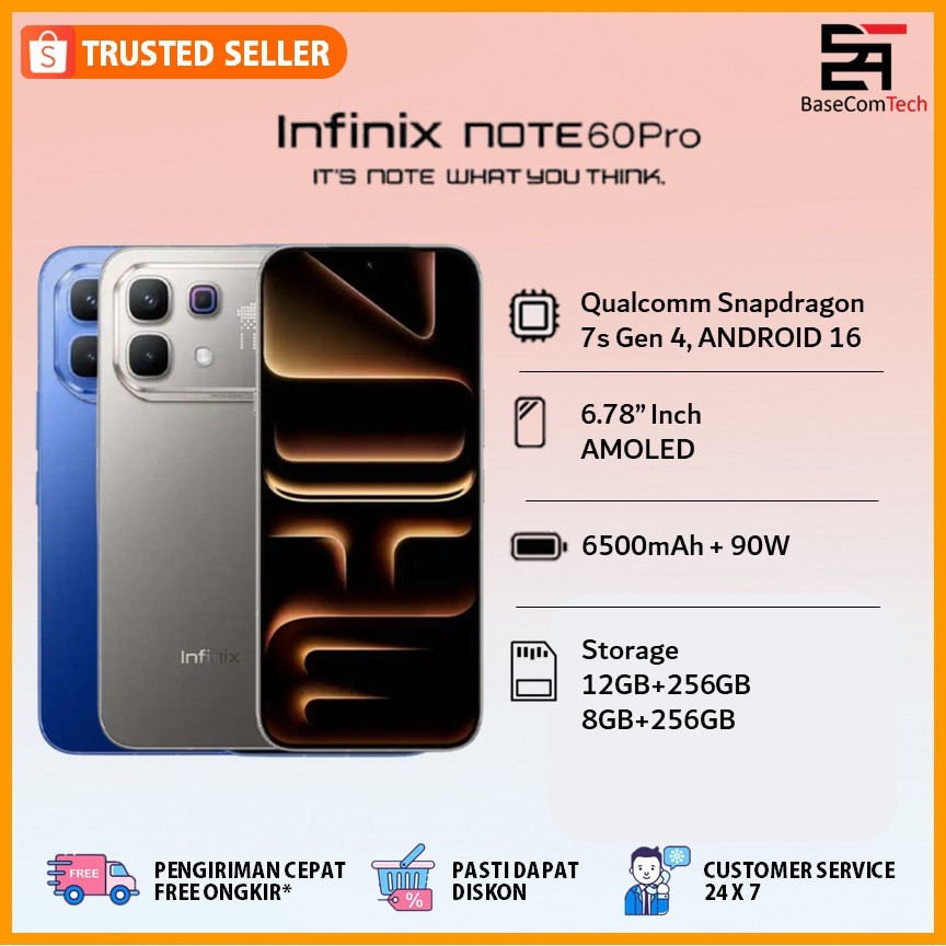 INFINIX NOTE 60 & 60 PRO Snapdragon 7s gen 4 12GB/256GB AMOLED