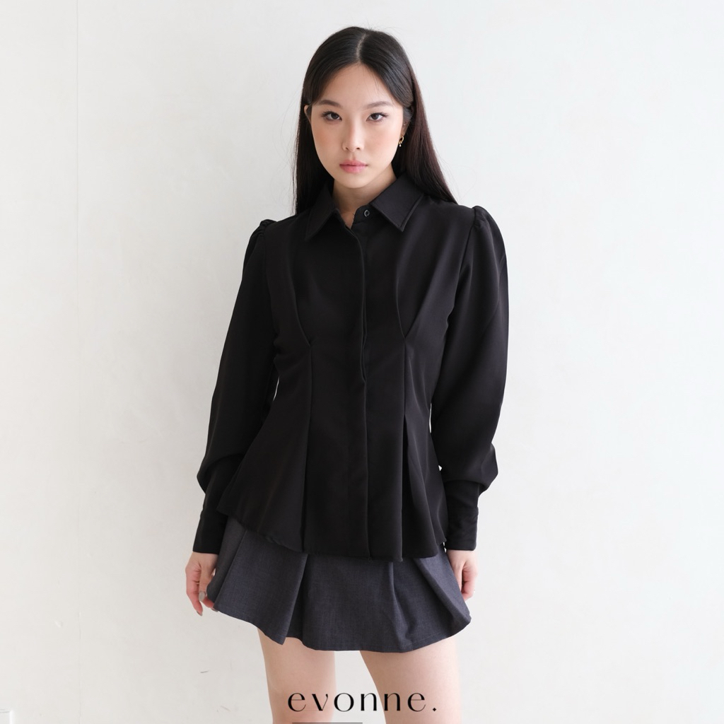 Evonne Nera Kemeja Mewah Wanita Blouse Atasan Elegan Lembut Simple - foto 2