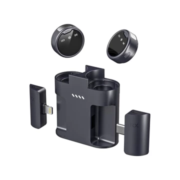 Wireless Microphone Clip On Mic Magnetic Mikrofon Nirkabel Lavalier Dual Mic Noise Reduction