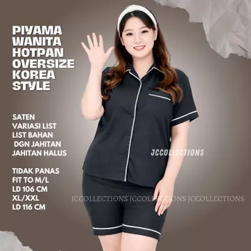 Piyama Wanita Jumbo Satin Hotpan 2XL Piyama Hotpan Big Size JCCollections