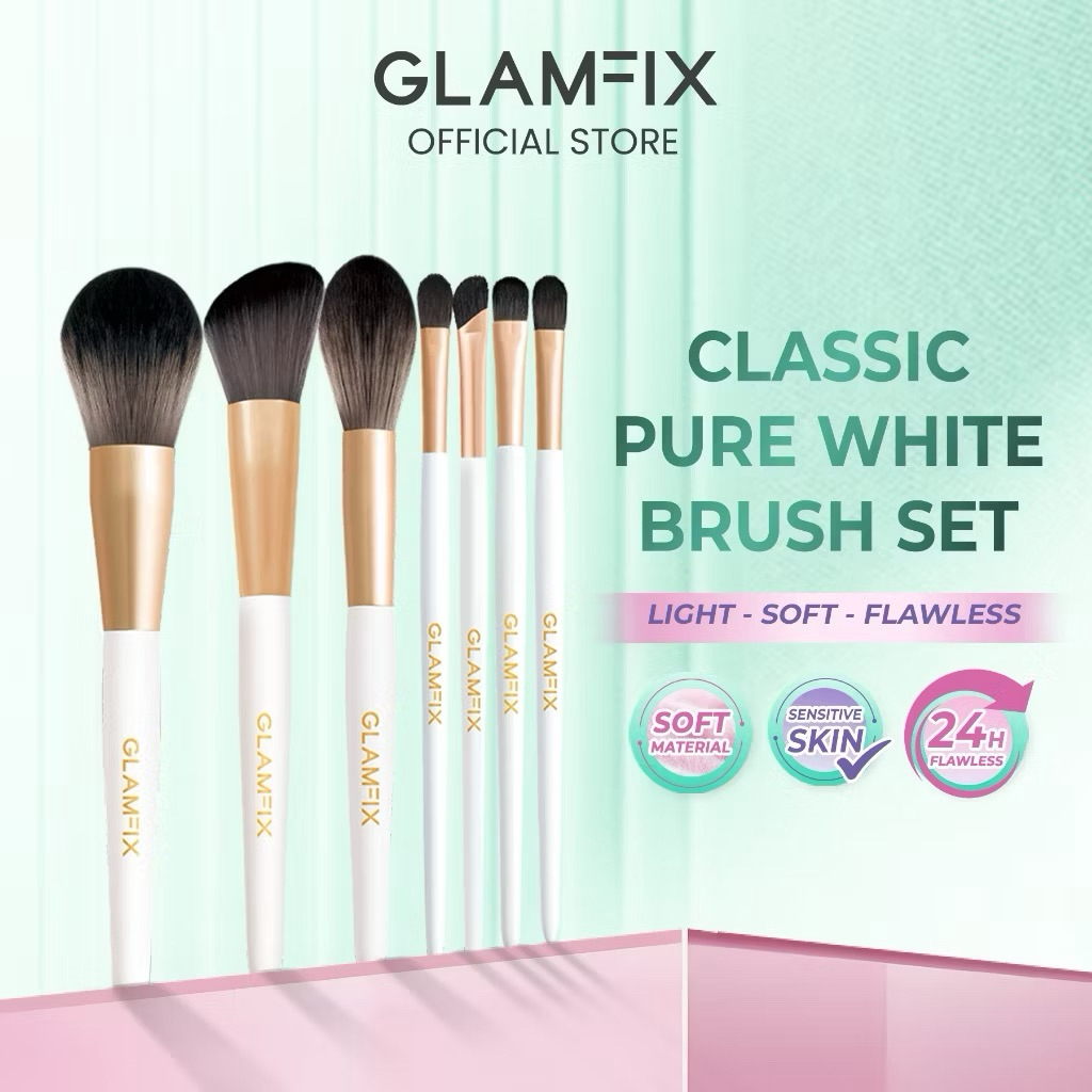 Jual GLAMFIX Classic Pure White Makeup Brush | Shopee Indonesia