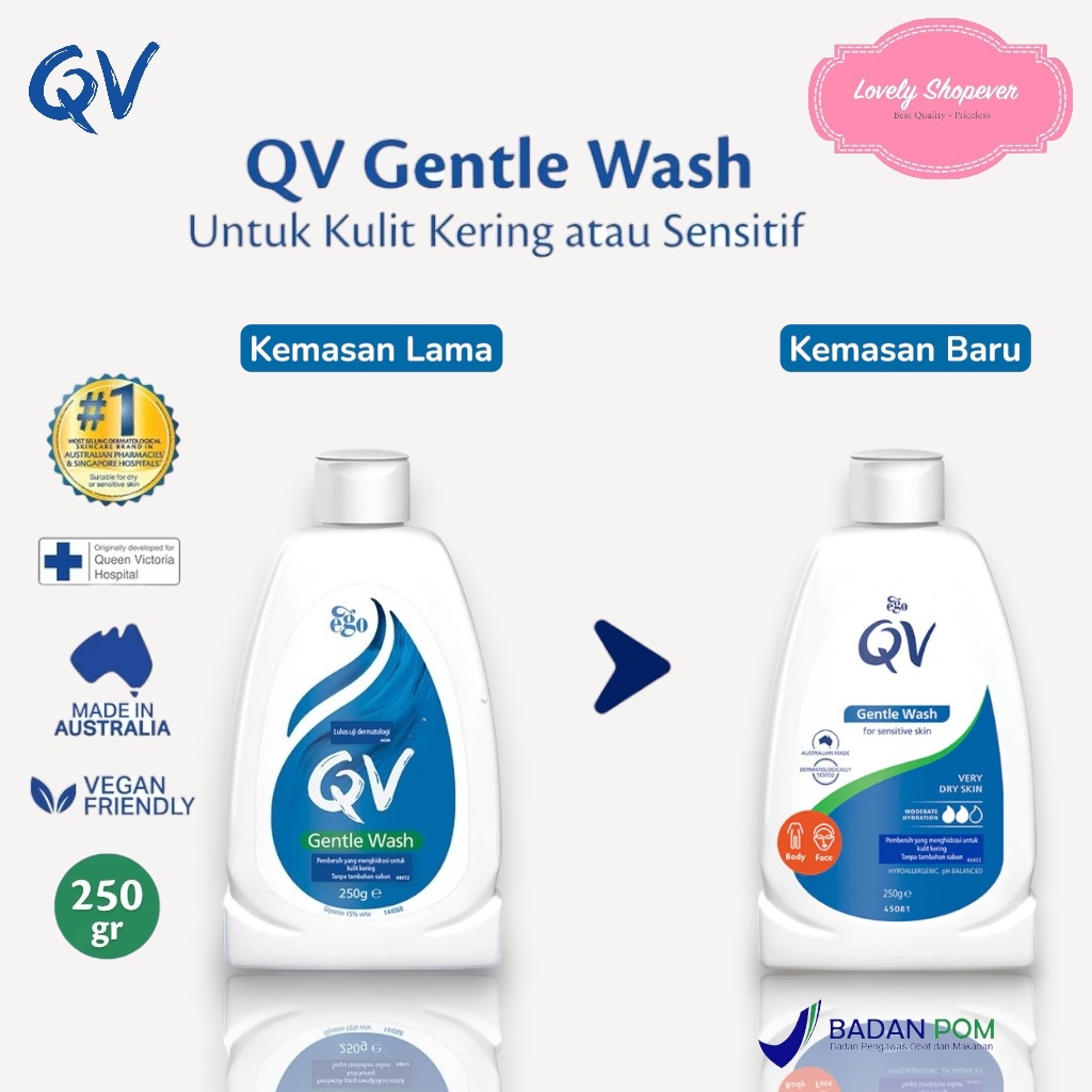 QV Gentle Wash 250 ml 250ml Kulit Kering Sensitive Kombinasi EGO BPOM