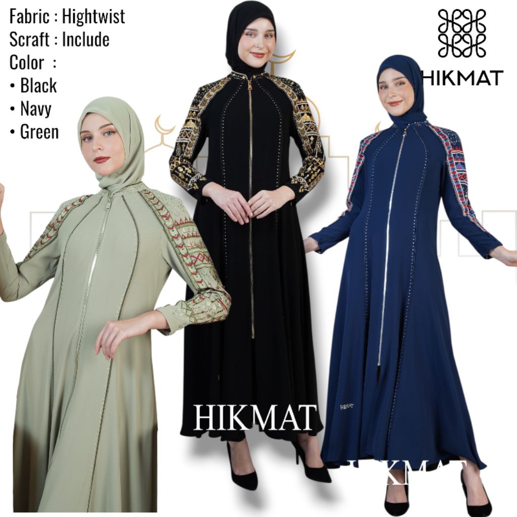 Jual A5519 - Abaya Hikmat Fashion Original set Hijab | Shopee Indonesia