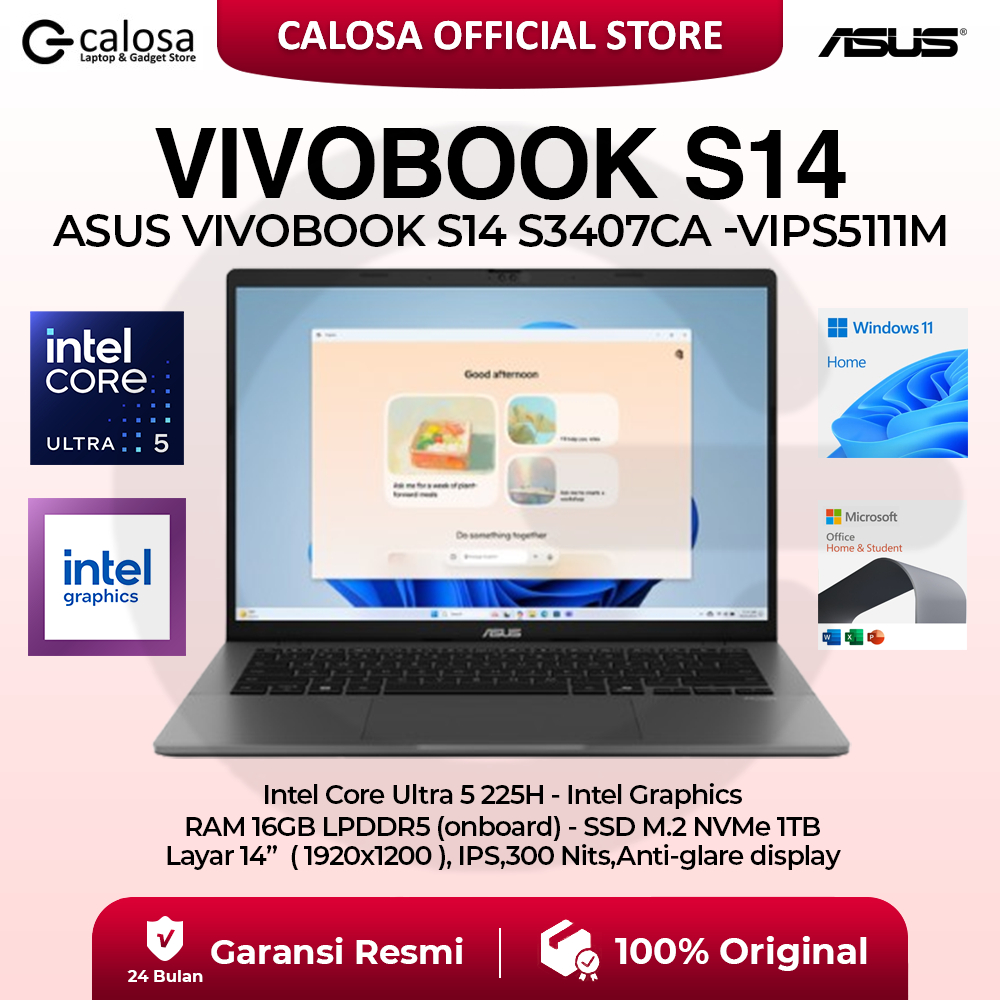 Jual Laptop Asus Vivobook S14 S3407CA Intel Core Ultra 5-225H RAM 16GB ...