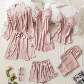 NAOMI Piyama 5in1 Set Kimono – Baju Tidur Silk Sutra Premium Import M L XL XXL