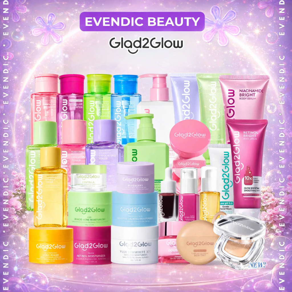 Ready Glad2Glow Skincare Blueberry Moisturizer | Sunscreen | Pomegrante Bright Serum | Centella Acne Serum | Soothing Toner | Acne Spot | Evendic Beauty