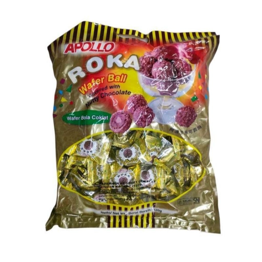 Jual Apollo Roka Wafer Ball Coklat 50pcs - Renyah, Lembut, dan Camilan ...
