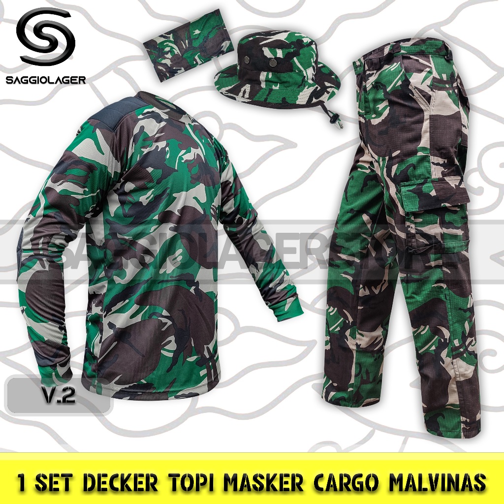 Jual Satu Set Setelan Baju Kaos Decker Busa Topi Rimba Buff Masker ...