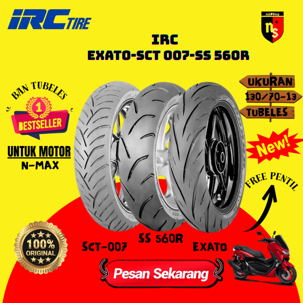 Jual Ban IRC NMAX Belakang 130/70-13 Original Tubeles Free Pentil ...