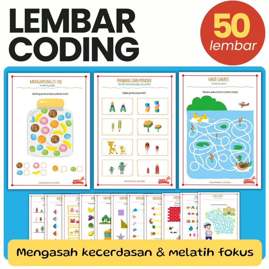 Jual JUARA KIDDOS - Lembar Coding Lembar Aktifitas Anak TK PAUD SD Usia ...