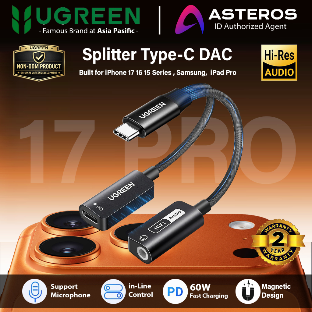 Jual UGREEN Magnetic Splitter Type C to Jack Audio Adapter 2-in-1 Hi ...
