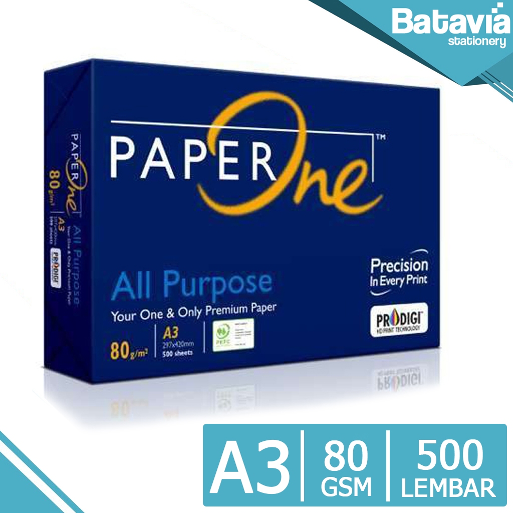 Jual Kertas HVS A3 80 GSM Paper One 1 Rim / 500 Lembar | Shopee Indonesia
