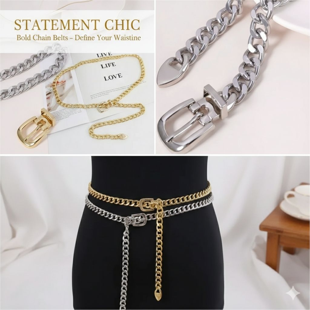 Jual belt wanita rantai ikat pinggang chain metal gold&silver LK251 ...