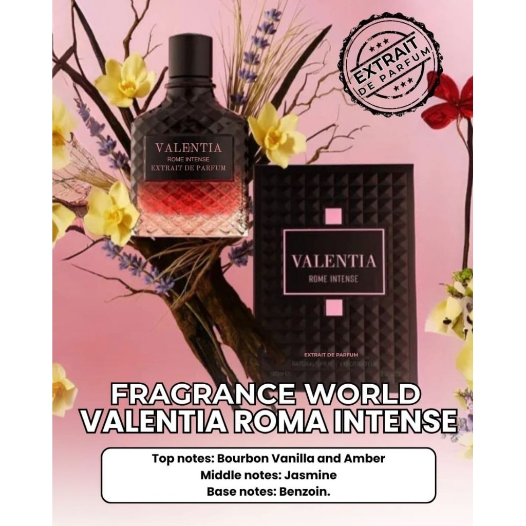 Jual Fragrance World Valentia Rome intense for Unisex 100 ml Extrait De ...