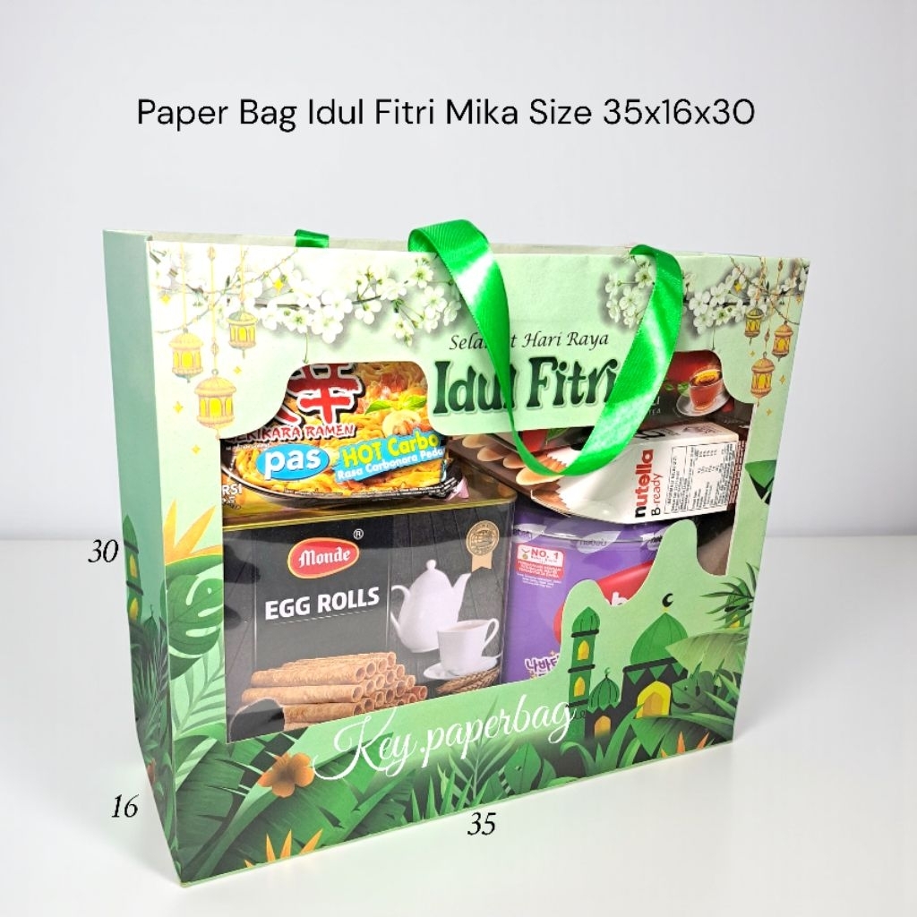 ISI 12 (1 LUSIN) Paper Bag Mika Idul Fitri Uk 35x16x30