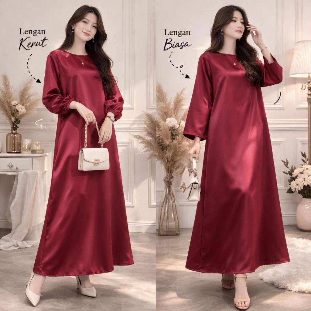 Jual Gamis satin lebaran mewah / inner satin / manset satin / dalaman ...