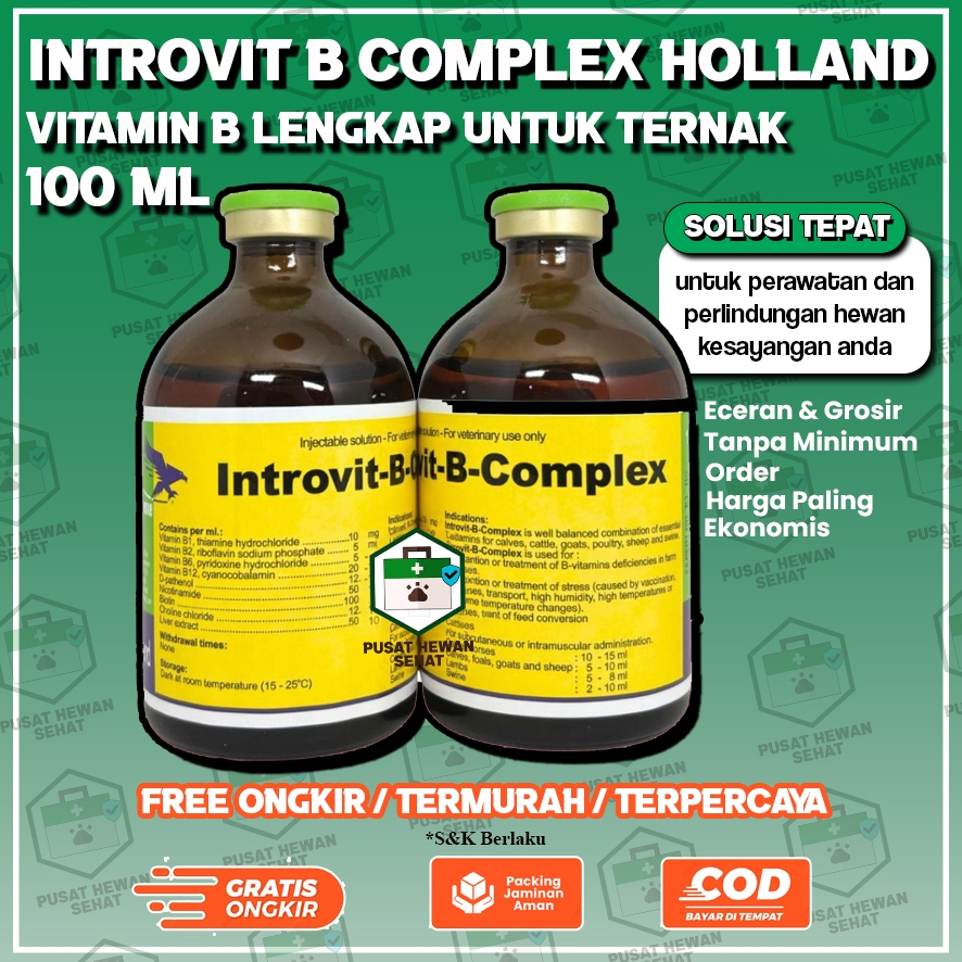 Jual INTROVIT B COMPLEX HOLLAND 100 Ml – Vitamin B Lengkap untuk Ternak ...