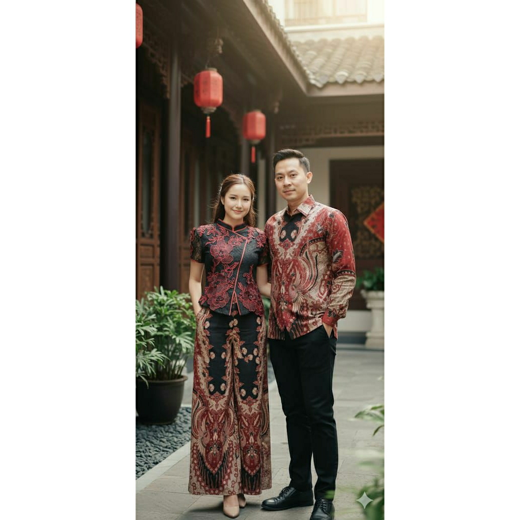 Jual Ru Qipao Batik Couple Burgundy Black | Shopee Indonesia