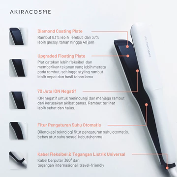 Akiracosme Paket Bundling Catokan Rambut Lurus Curly Ceramic Ion Negatif ACR3 V386