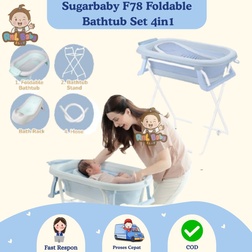 Jual Sugarbaby F78 4in1 Foldable Baby Bathtub With Heat Sensor Set ...