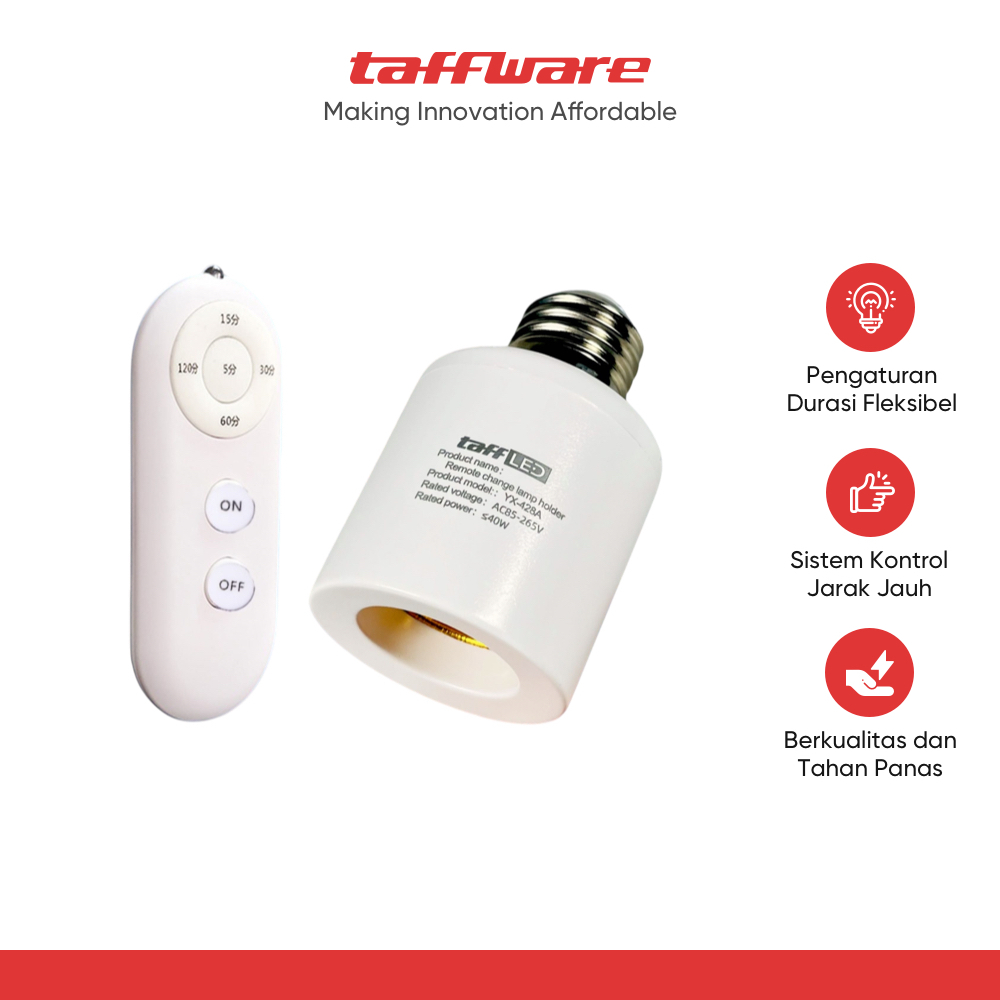 Jual TaffLED Fitting Lampu Bohlam 40W E27 with Remote - YX-428A ...