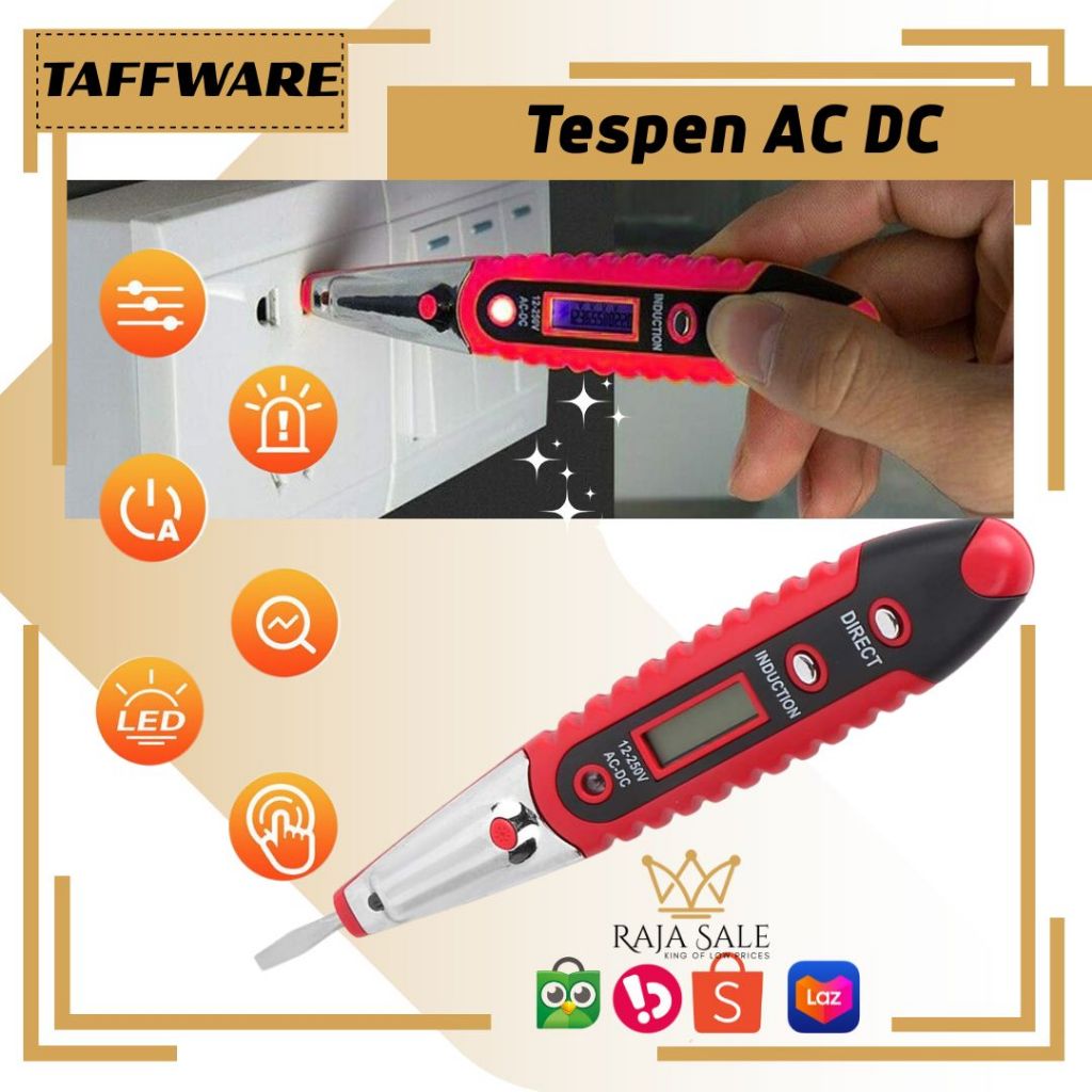 Jual Tespen AC DC LCD Digital Display Voltage Test Pen Voltage Detector ...