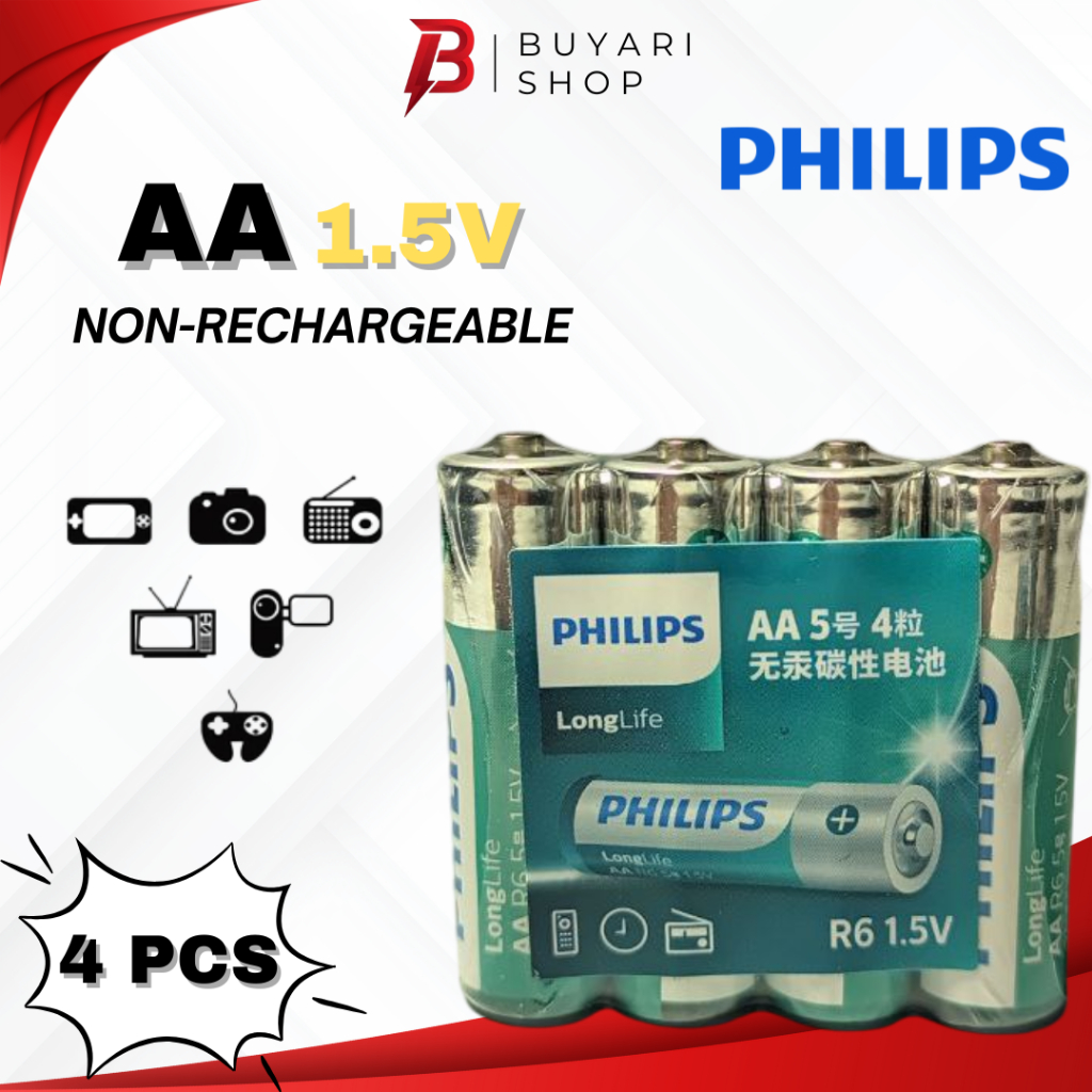 Jual AA Philips Original R6 1.5V Batre Non Cas Batre Jam dinding Mainan ...