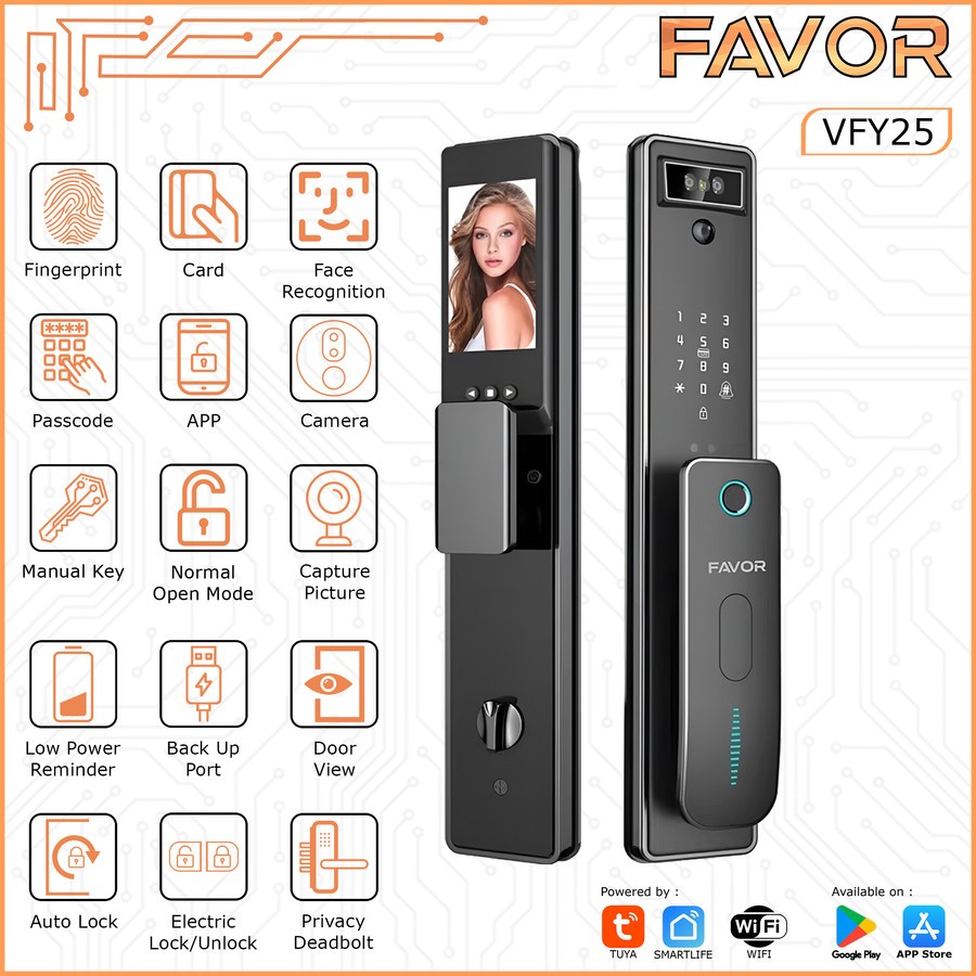 Jual FAVOR FH25 - Smart Door Lock Face Recognition Sensor Wajah Kamera ...