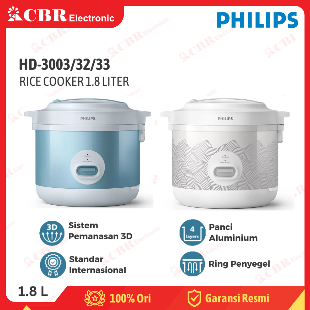 Jual Rice Cooker PHILIPS 1.8 Liter HD-3003/32/33 (HD3003) | Shopee ...