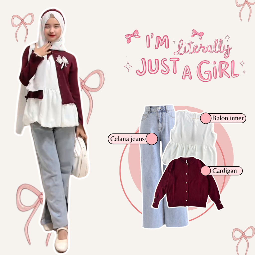 Jual Outfit Hijab OOTD Kekinian Terbaru [Cardigan Manja, Balon Inner ...