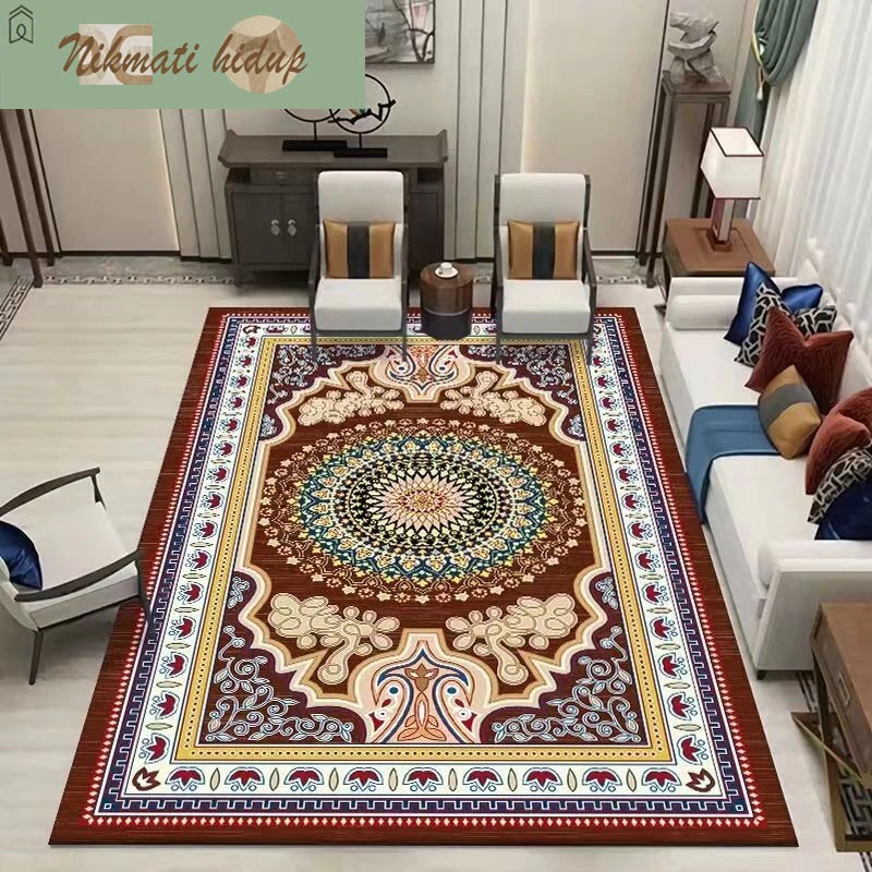 (Bahan yang menebal) BELI LOKAL TERBARU 3 UK Karpet Lantai Permadani Polyester Glossy AntiSlip Ruang Tamu / Kantor