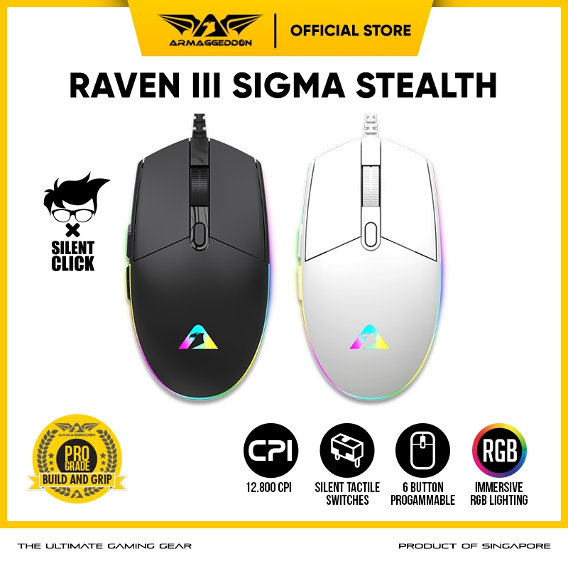 Jual Armaggeddon Gaming Mouse Raven III Sigma Stealth Wired RGB Silent ...