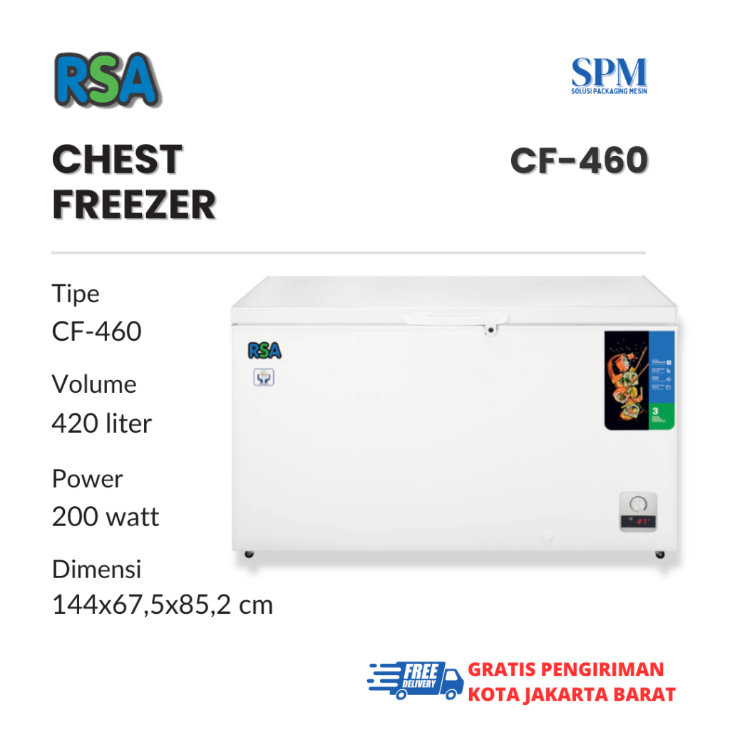 Jual RSA CF 460 CHEST FREEZER BOX 420 LITER LEMARI PEMBEKU 420 LITER CF ...