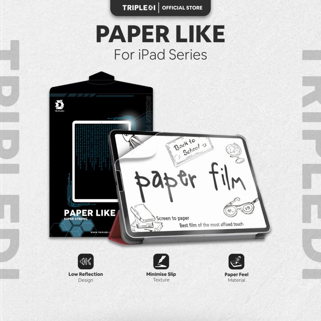 TRIPLEDI Anti Gores Film Paper Like For iPad Mini Air Pro Gen  10 11 M1 M2 M3 M4 11 13 inch Screen