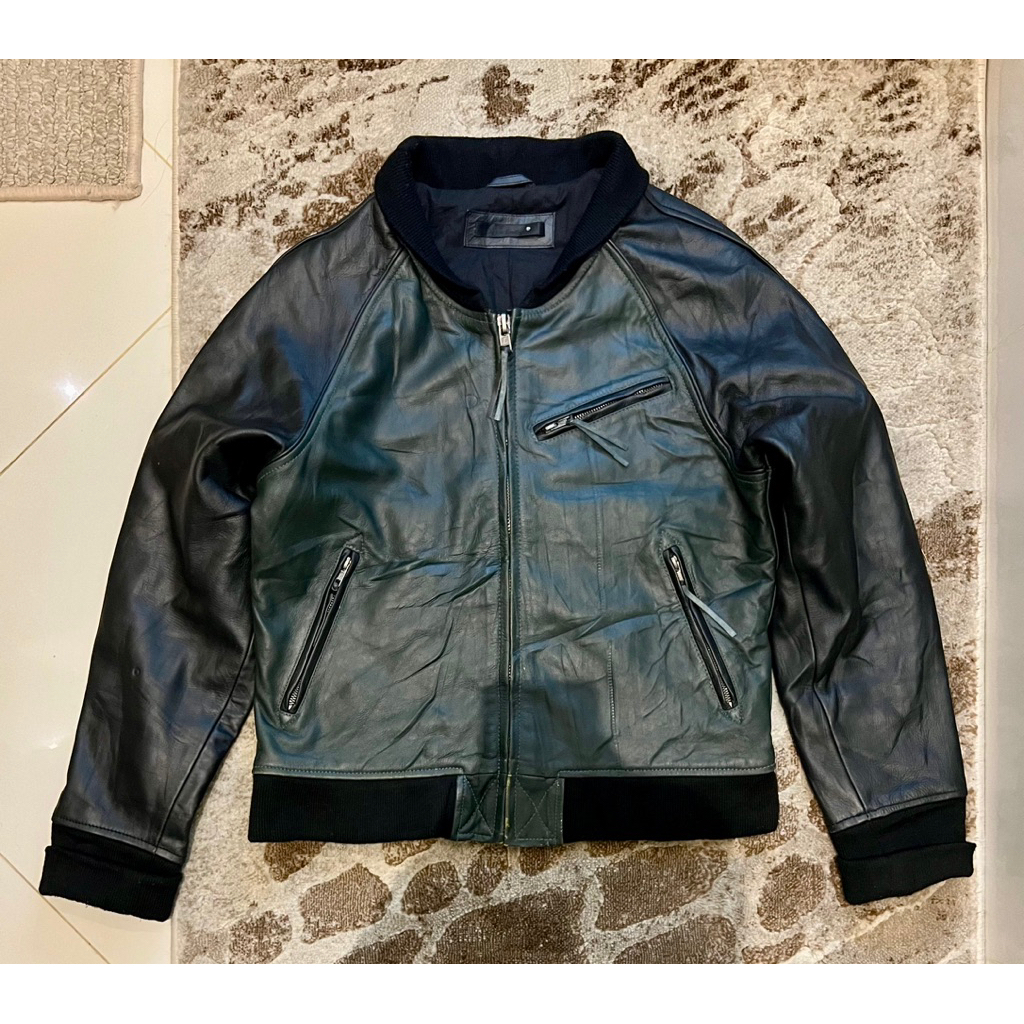 Jual Leather Jacket Jaket Kulit Asli Model Varsity Size L | Shopee ...