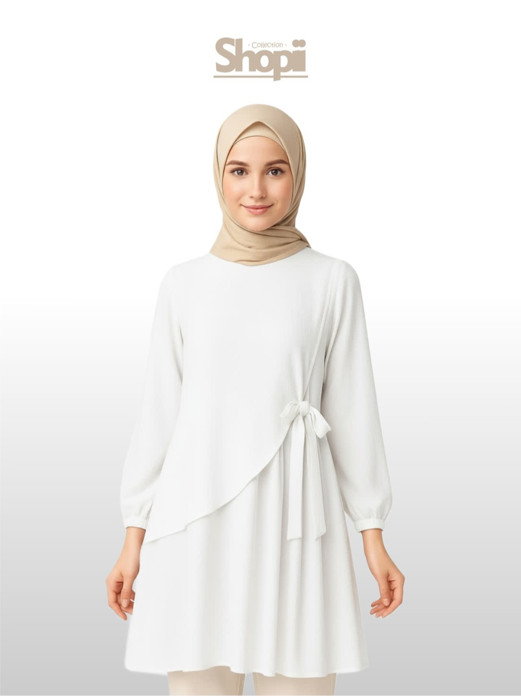 Jual Shopii - Daily Tunik Putih Polos Aksen Ruffle Simple Elegan ...