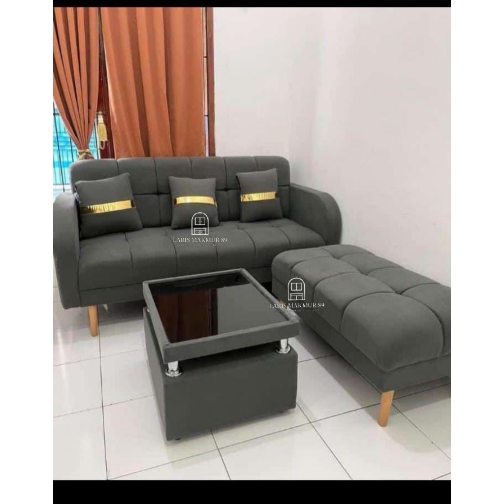 1 set sofa 3 seat + puff panjang + meja / sofa ruang tamu minimalis/ sofa kokoh elegan modern