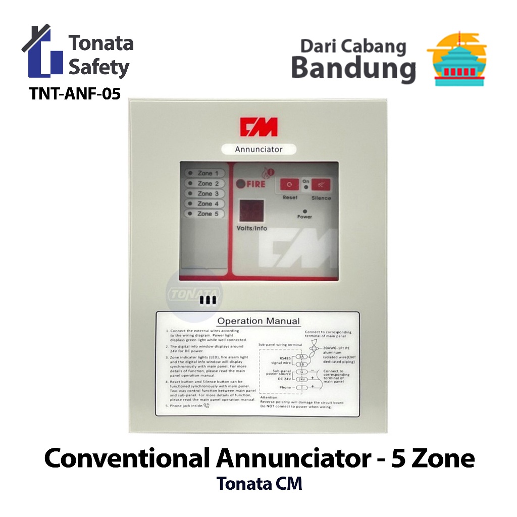 Jual Annunciator Fire Alarm Control Panel 5 Zone Tonata / MCFA Notifier ...