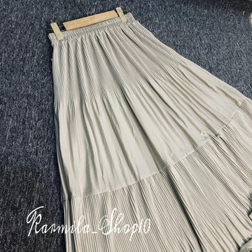 Angela Skirt Rok Maxi Susun DUA Plisket Lidi Mayung Rok Plisket Lidi Cabang Ruflle Pleated Skirt