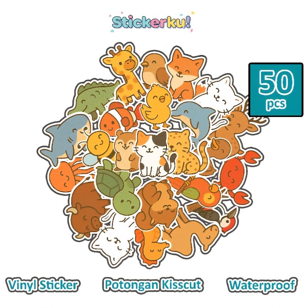 Jual Sticker Cute Lucu Hewan Vinyl Anti Air 50 pcs | Shopee Indonesia