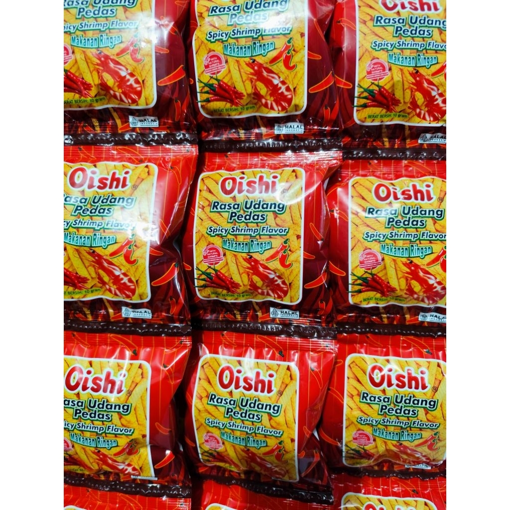 Jual Chiki Oishi RinBee Spicy Shrimp (1 Renteng isi 10 pcs) | Shopee ...