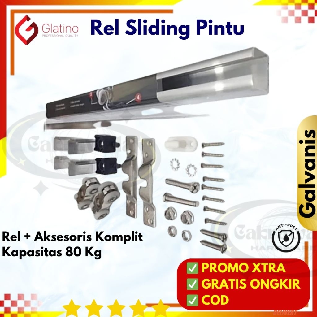 Jual Glatino Rel Pintu Geser Sliding 1 set 180 210 240 300 cm || Rell ...
