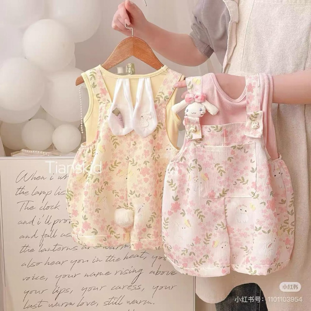 Jual [ Littledressland ] Baju set jumpsuit Rabbit 2in1 anak perempuan ...