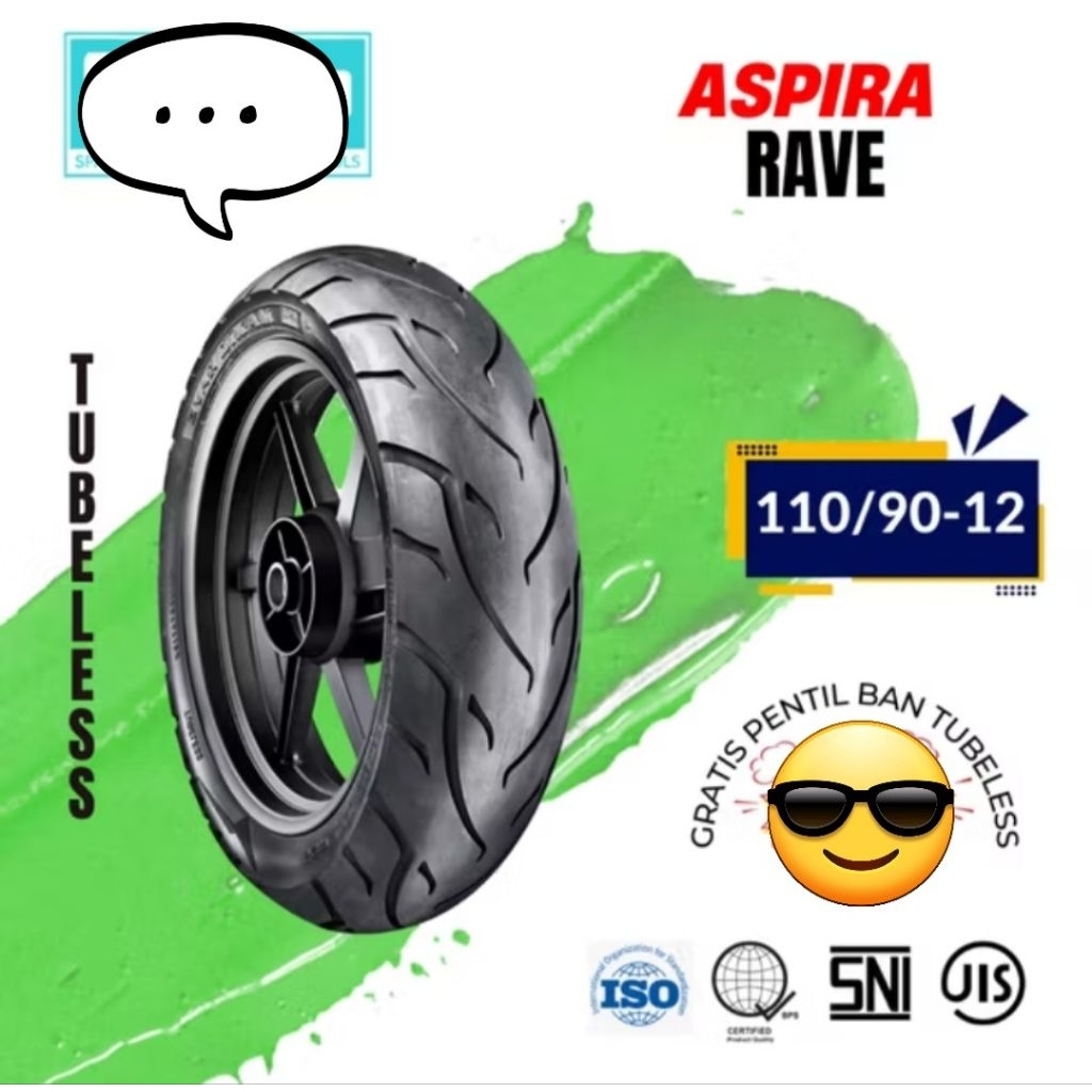 Jual Ban Motor ASPIRA MAXIO RAVE 110/90-12 Tubeless Ban Belakang Motor ...