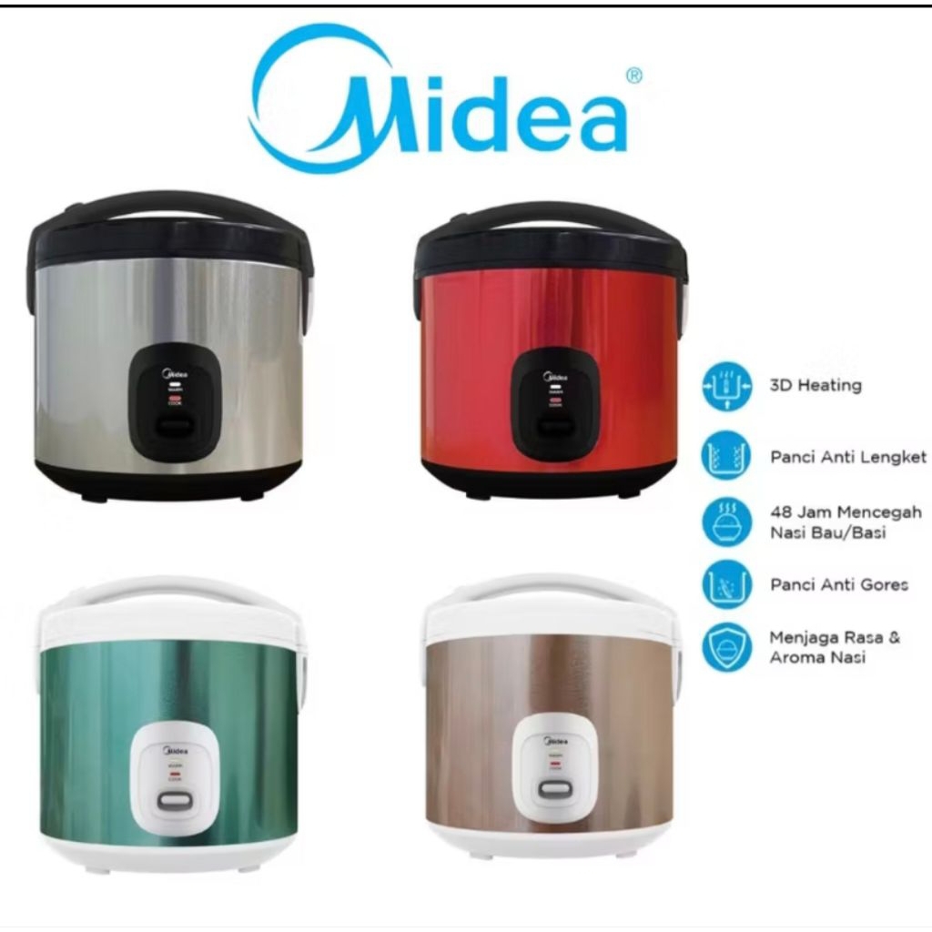 Jual rice cooker midea 1.8 liter/ rice cooker MB-YJ5030ID(BR) | Shopee ...